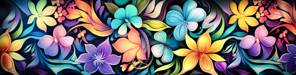 Wall Mural - Seamless pattern with abstract flowers.