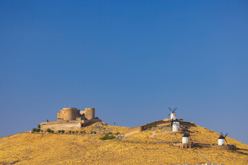 Sticker - windmills and castle of Consuegra, Castilla La Mancha, Spain