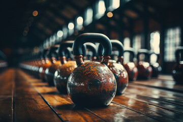 Canvas Print - A person lifting kettlebells in a gym, showcasing the resurgence of kettlebell training in fitness routines. Generative Ai.