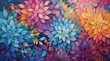 Abstract Psychedelic Boho Flowers Boho Flowers Amidst Kaleidoscopic Colors Texture. Colorful Modern Background For Women. Generative AI