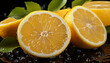 © Vagengeim - Beautiful juicy lemon slices and halves covered with clear drops of pure water