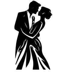 Wall Mural - wedding couple silhouette vector template design