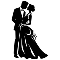 Wall Mural - wedding couple silhouette vector template design