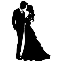 Wall Mural - wedding couple silhouette vector template design