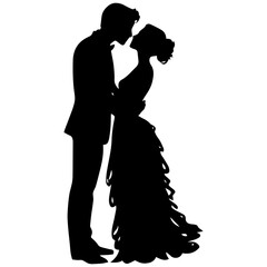 Wall Mural - wedding couple silhouette vector template design