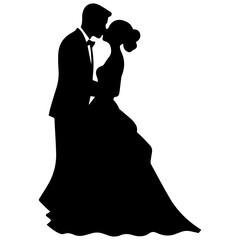 Wall Mural - wedding couple silhouette vector template design