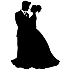 Wall Mural - wedding couple silhouette vector template design