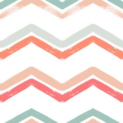 Watercolor zigzag stripes seamless vector pattern, Christmas decor background. Abstract chevron   lines, striped pastel lines print.