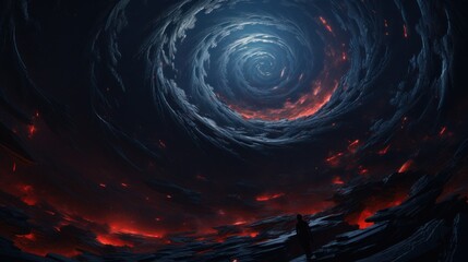 Wall Mural - red and black spiral. Generative AI 