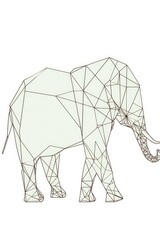 Explore modern abstract art with a creative geometric design. An origami-inspired elephant head mosaic, blending nature and low-poly style, showcases the beauty of wildlife