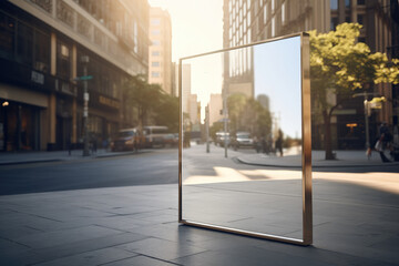 Aufkleber - Maximize your business's marketing potential with an eye-catching billboard on a city street. This modern design template offers an empty frame for your advertising message.