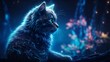 Bioluminescent cat high resolution neon illustration photo