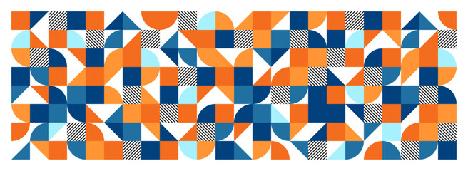 Wall Mural - geometric trendy pattern, bauhaus style. modern colorful background with simple elements. retro text