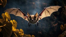  A Bat Flying Through The Air With Its Wings Spread Out.  Generative Ai