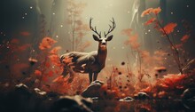 A Majestic Deer In The Enchanting Autumn Forest