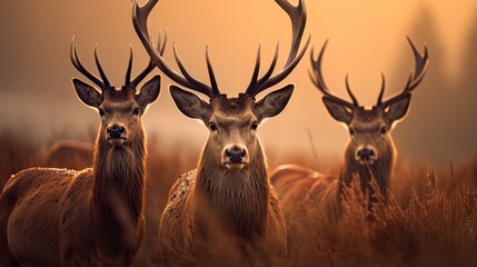 Sticker -  a group of deer standing next to each other on a field.  generative ai