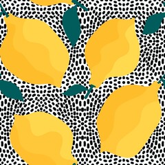 Summer fruit seamless leaves and lemon pattern for wrapping paper and fabrics and linens and kids clothes print