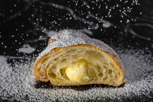 Cross section of Croissant with creme filling