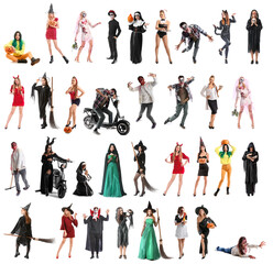 Sticker - Set of many people in Halloween costumes isolated on white