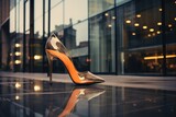 Fototapeta  - Step into glamour with fashionable high heels. These modern, stylish footwear pieces offer elegance and luxury, enhancing the beauty and confidence of the wearer
