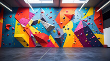 Grey Wall With Climbing Holds In Gym
