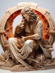 Wall Mural - Statue of the son of God Jesus Christ on the throne. AI