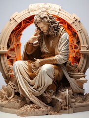 Canvas Print - Statue of the son of God Jesus Christ on the throne. AI