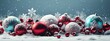 christmas baubles and ornaments laying on the snow, banner, backdrop, design, hollidays, festive, new year, background