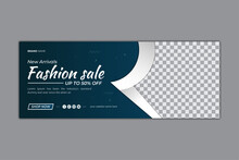 Creative Fashion sale social media facebook cover  timeline web ad banner template with photo place modern layout 