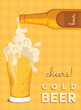Beer glass with foam Beer poster Vector illustration