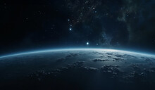 Wallpaper Of Space With Planet Earth, Light And Galaxy
