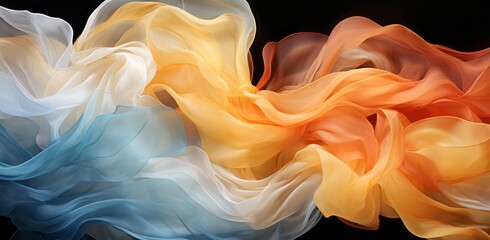 Wall Mural - a blue and gold flowing pattern like ink or fabric. generative ai.