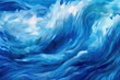 Blue Abstract Background: Tranquil Ocean Waves Rhythm, generative AI