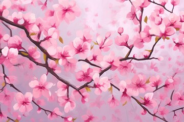 Wall Mural - Whimsical Pink Abstract Background: Spring Cherry Blossom Festival Inspiration, generative AI