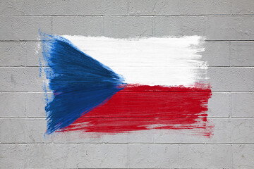 Wall Mural - Czech Republic flag colors painted on brick wall