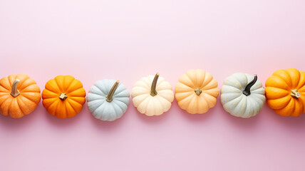Wall Mural - pastel colored pumpkins and squashes