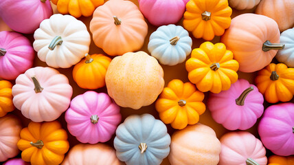 Wall Mural - pastel colored pumpkins and squashes