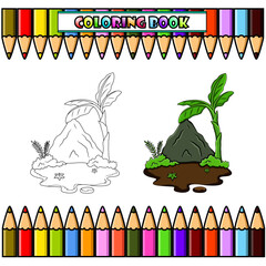 Canvas Print - Volcano mountain for coloring book