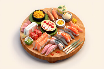 Sticker - delicious japanese sushi 3d isometric style