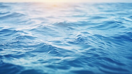 Aufkleber - Generative AI : Blue textured background of waves with ripples on the water. Close-up, selective focus, defocus