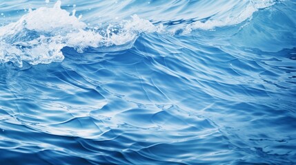 Aufkleber - Generative AI : Blue textured background of waves with ripples on the water. Close-up, selective focus, defocus