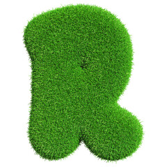 Grass Letter R With Style 3d Render