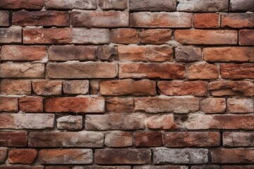 Poster - Generative AI : Old brick wall, old texture of red stone blocks close-up