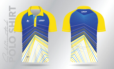 Wall Mural - blue and yellow polo mockup Shirt template design for badminton jersey, tennis, soccer, football or sport uniform