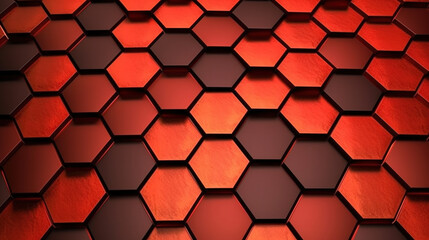 Wall Mural - Virtual Abstract Red Honeycomb Mosaic Hexagonal Background