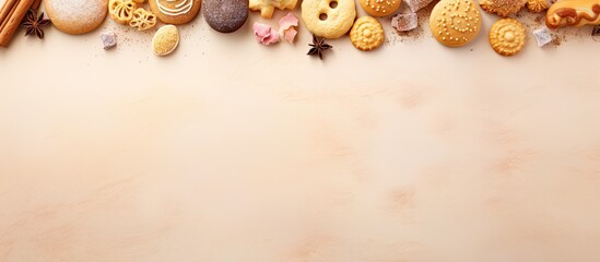 Poster - tasty pastries isolated pastel background Copy space