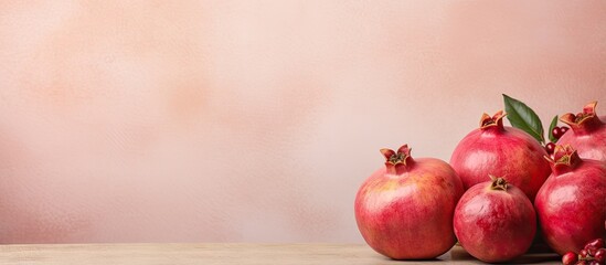 Canvas Print - Pomegranates on isolated pastel background Copy space ready for text