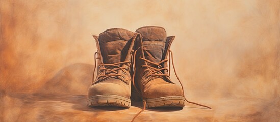 Separate worn and soiled footwear isolated pastel background Copy space