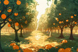 anime style orange grove view