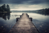 Fototapeta Pomosty - photo of a wooden dock on the lake